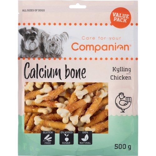 Se Companion Chicken Calcium Bone, 500g VALUE PACK hos Hundefoder.dk