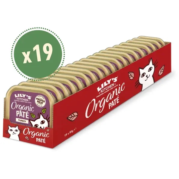 Lilys Kitchen Paté Cat Organic Turkey, 19x85g - KORT DATO