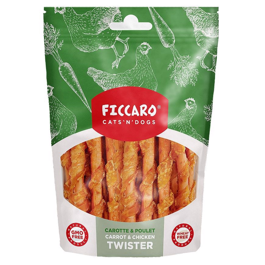 Billede af FICCARO Carrot & Chicken Twister, 100g hos Hundefoder.dk