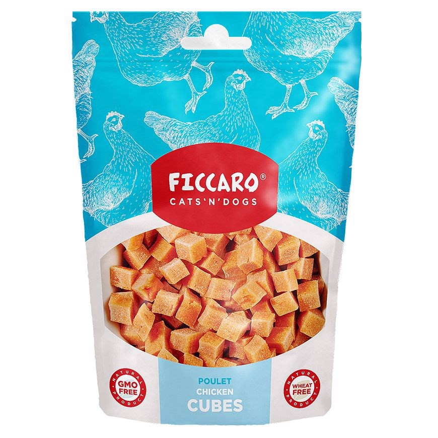 Billede af FICCARO Chicken Cubes, 100g hos Hundefoder.dk