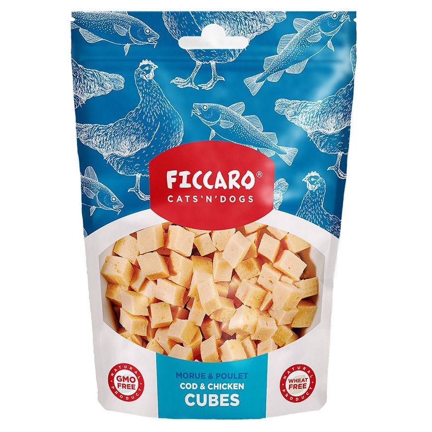 Billede af FICCARO Cod and Chicken Cubes, 100g hos Hundefoder.dk