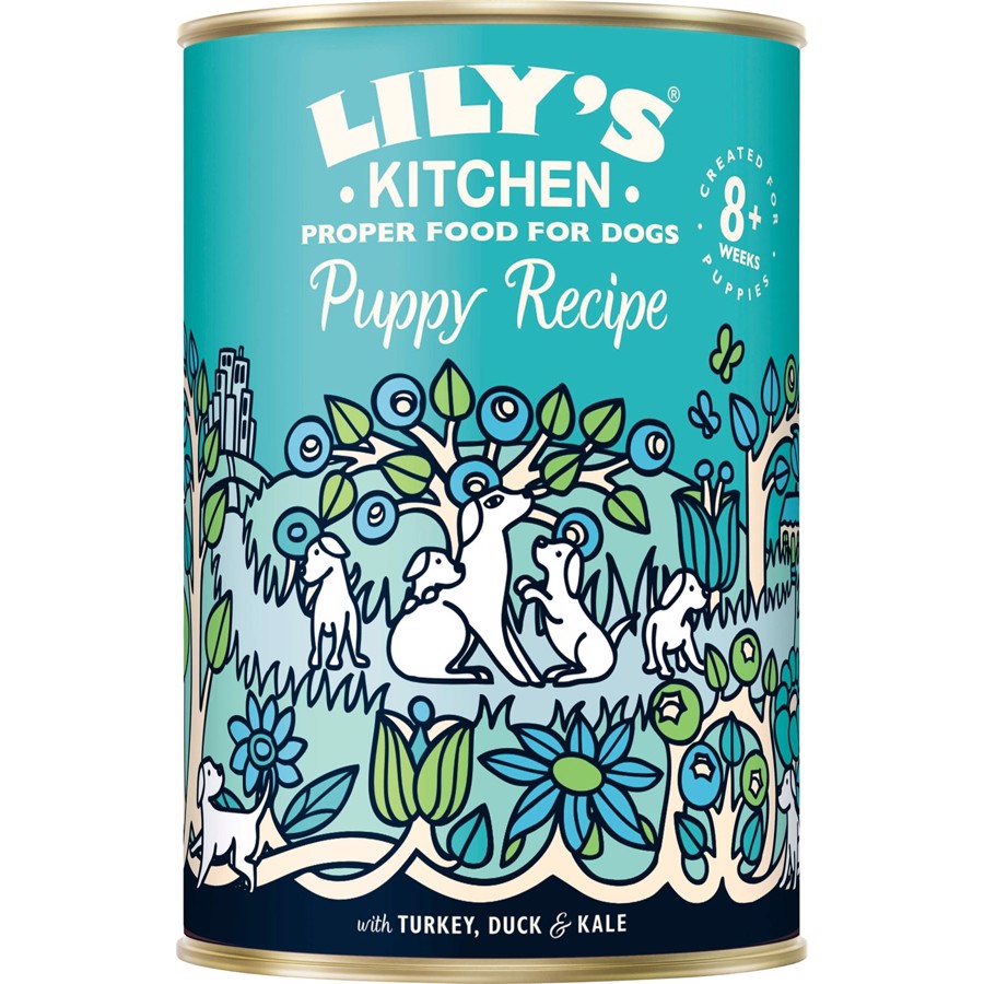 Billede af Lilys Kitchen dåsemad Puppy Recipe Turkey & Duck, 400g hos Hundefoder.dk