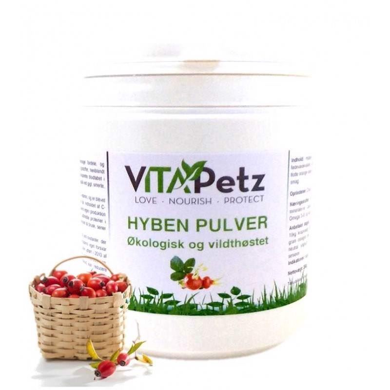 Se VitaPetz Hyben Pulver, økologisk vildthøstet, 350 gr. hos Hundefoder.dk