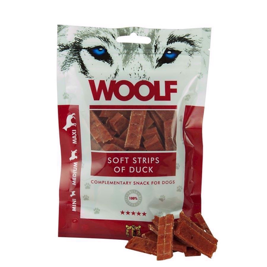 Billede af WOOLF Soft Strips of Duck hos Hundefoder.dk