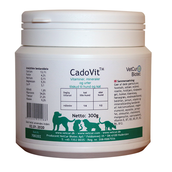 Se CadoVit, vitaminer, mineraler og urter til hund og kat, 300g hos Hundefoder.dk