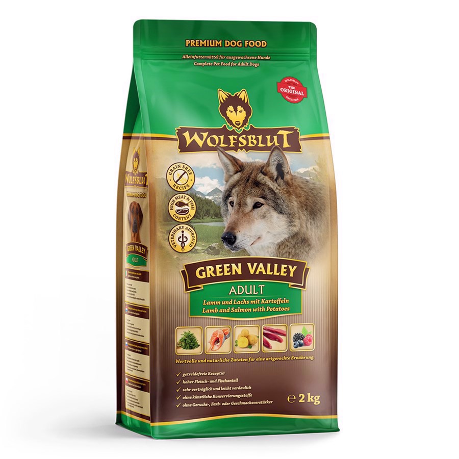 Se Wolfsblut Green Valley Adult, 2 kg hos Hundefoder.dk