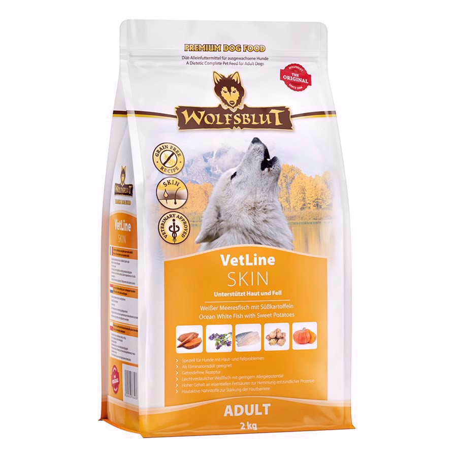 WolfsBlut VetLine Skin & Coat til pelsproblemer, 2 kg