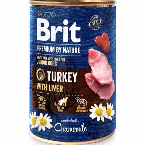 Se Brit Premium By Nature dåsemad Turkey w/Liver, 400g hos Hundefoder.dk