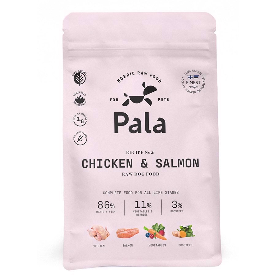 Se Pala Raw Dog Food Chicken & Salmon, 1 kg hos Hundefoder.dk