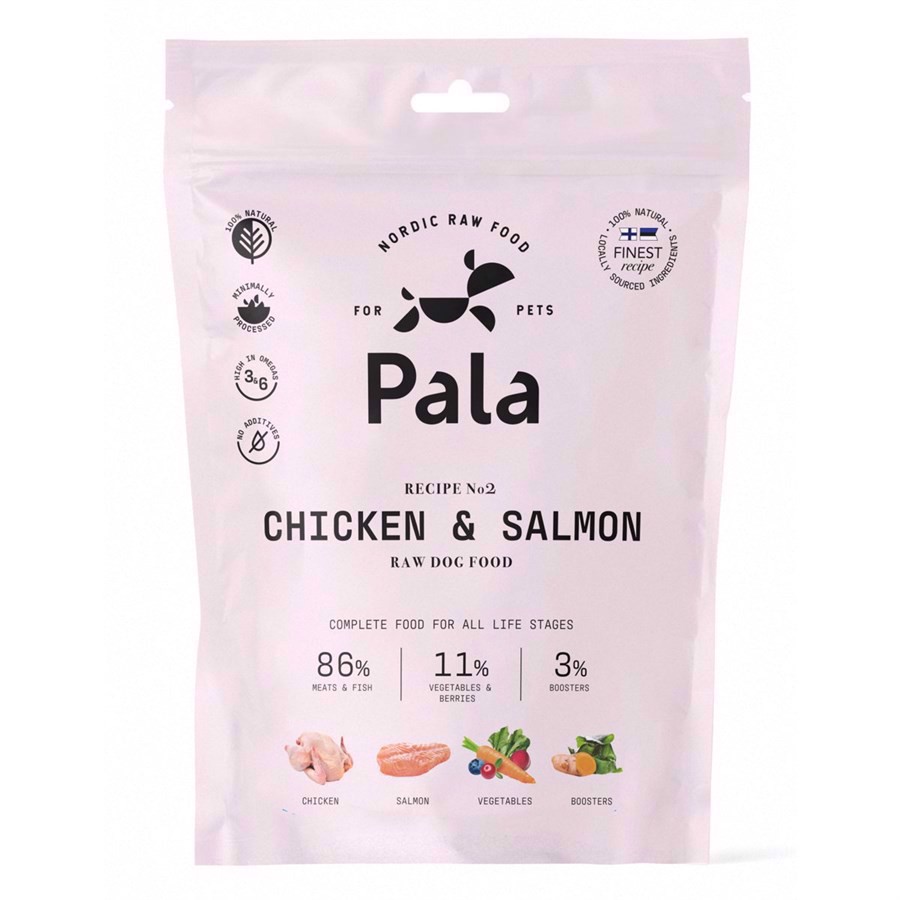 Se Pala Raw Dog Food Chicken & Salmon, 400g hos Hundefoder.dk