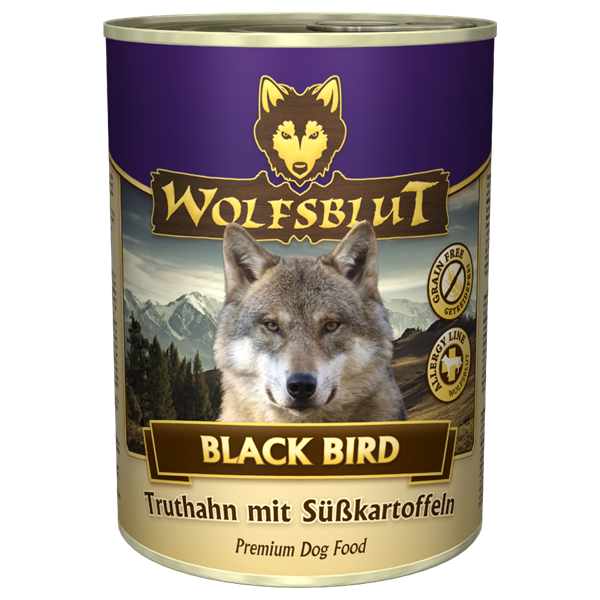 Se WolfsBlut Black Bird Adult dåsemad, 395 gr. hos Hundefoder.dk