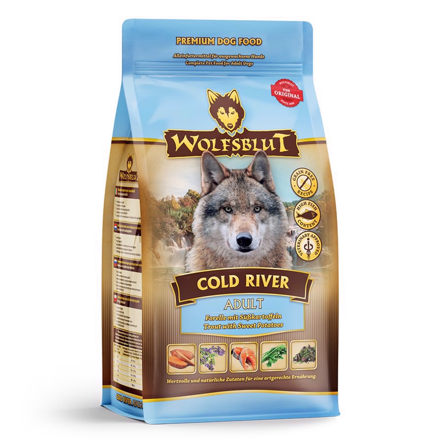 Se Wolfsblut Cold River Adult med fisk, 500g hos Hundefoder.dk