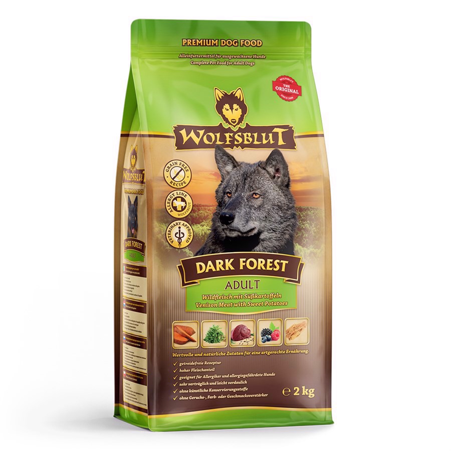 Se Wolfsblut Dark Forest Adult med vildt, 2 kg hos Hundefoder.dk