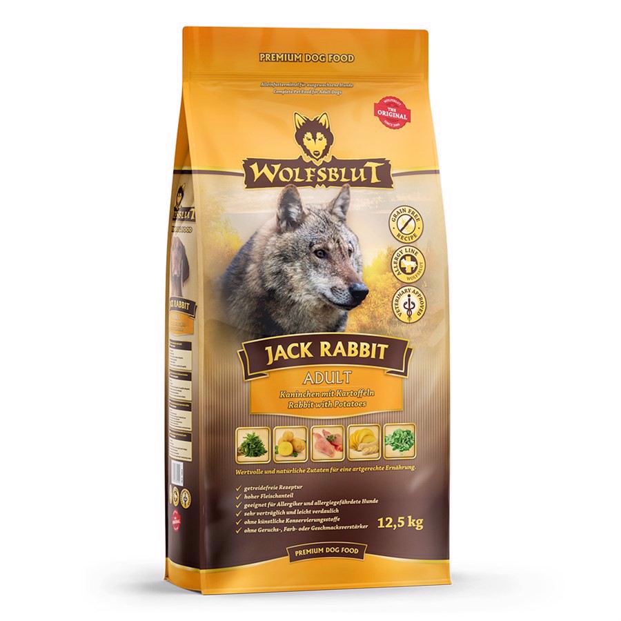 Se WolfsBlut Jack Rabbit Adult med kanin, 12.5 kg hos Hundefoder.dk