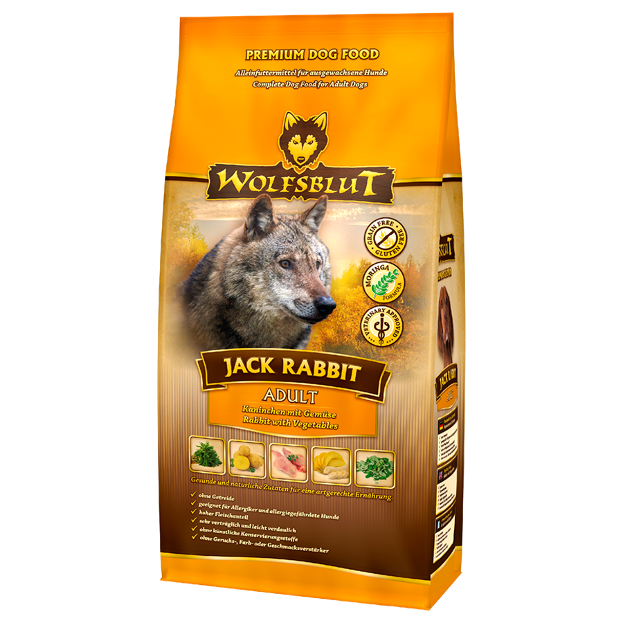 Se WolfsBlut Jack Rabbit Adult med kanin, 2 kg hos Hundefoder.dk