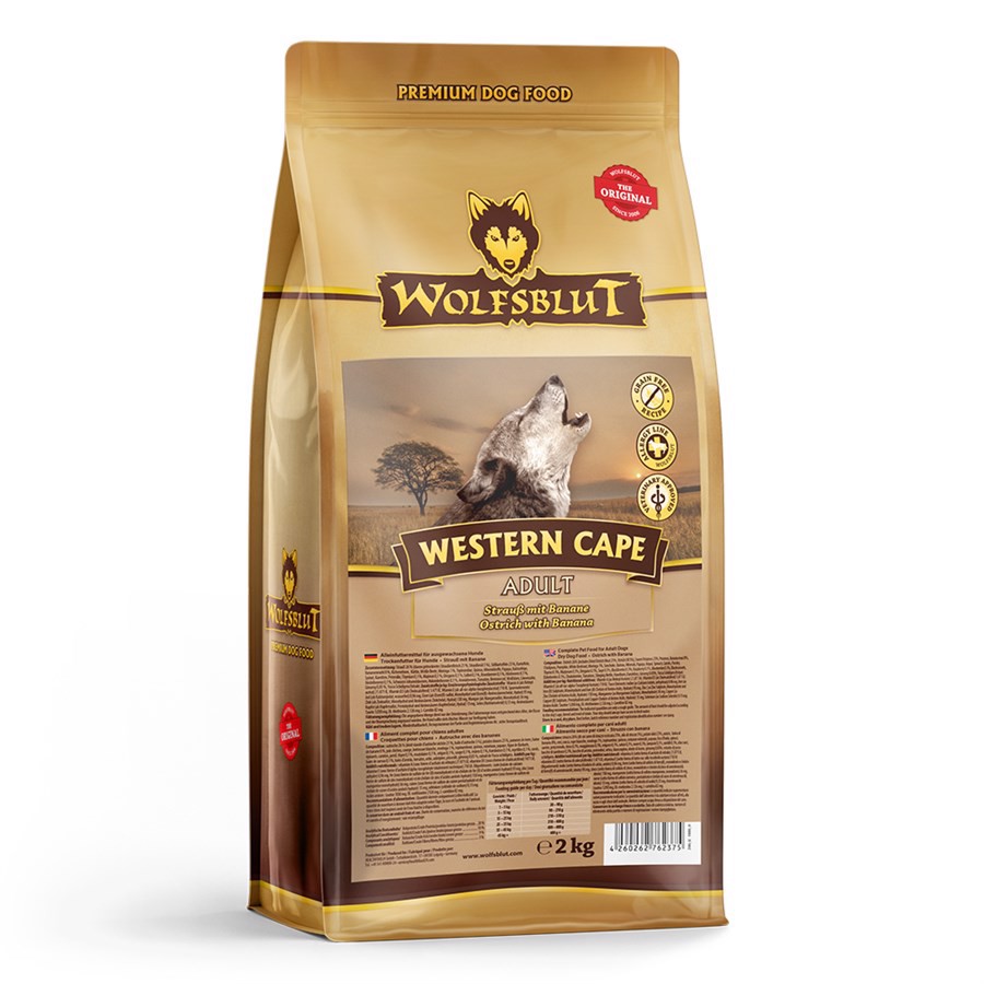 Se WolfsBlut Western Cape Adult med struds, 2 kg hos Hundefoder.dk