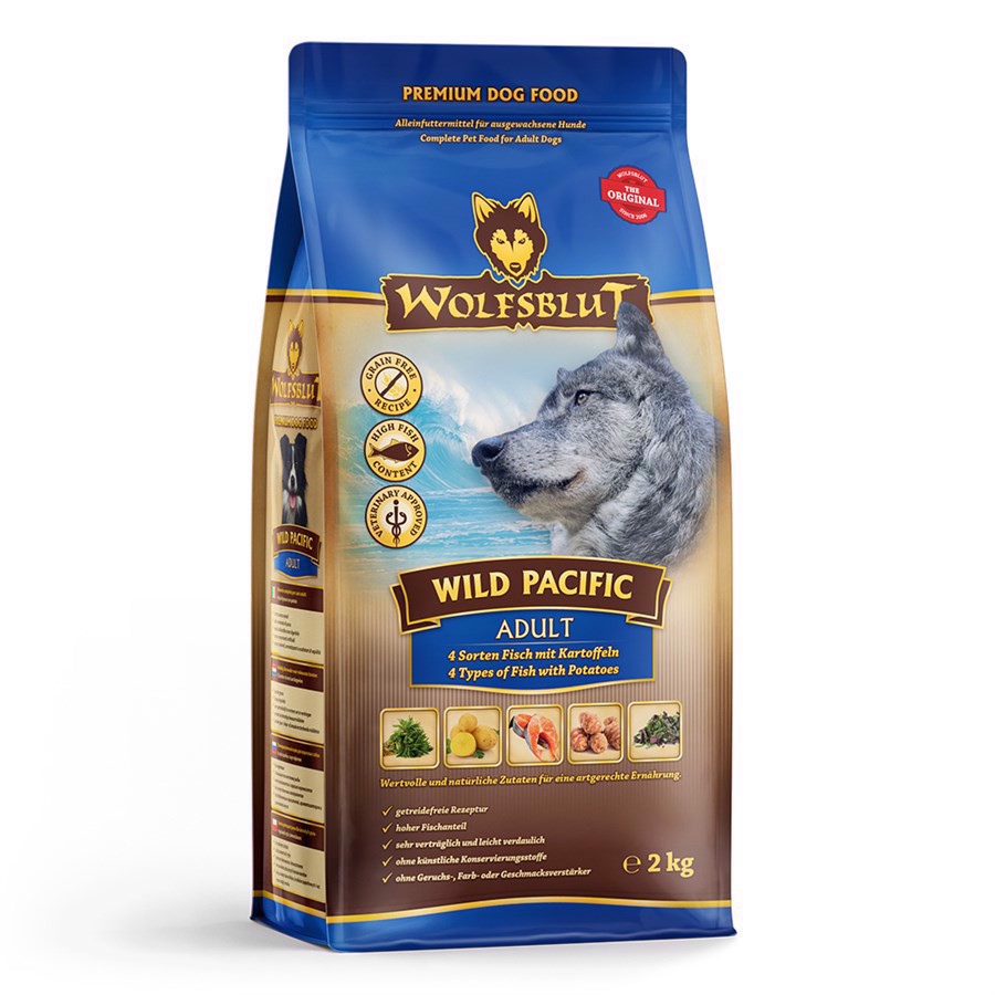 Se WolfsBlut Wild Pacific Adult med fisk, 2 kg hos Hundefoder.dk