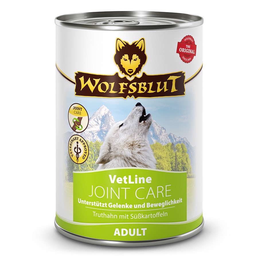 Se WolfsBlut VetLine Joint Care dåsemad, 395g hos Hundefoder.dk