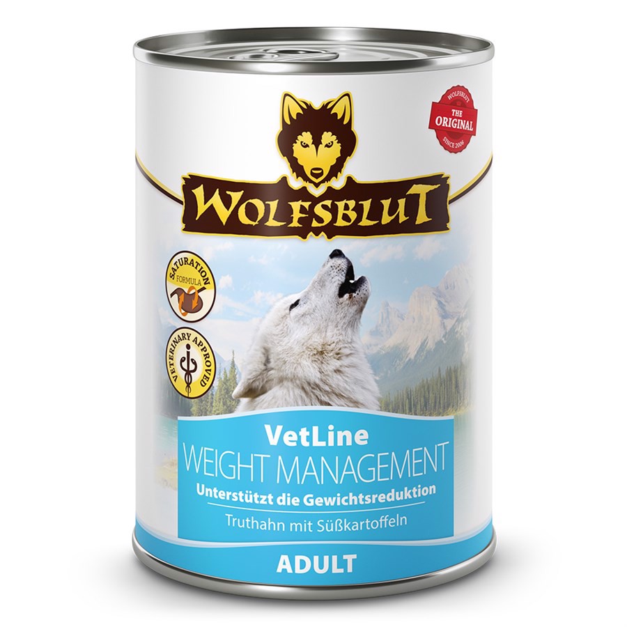 Se WolfsBlut VetLine Weight Management dåsemad, 395g hos Hundefoder.dk